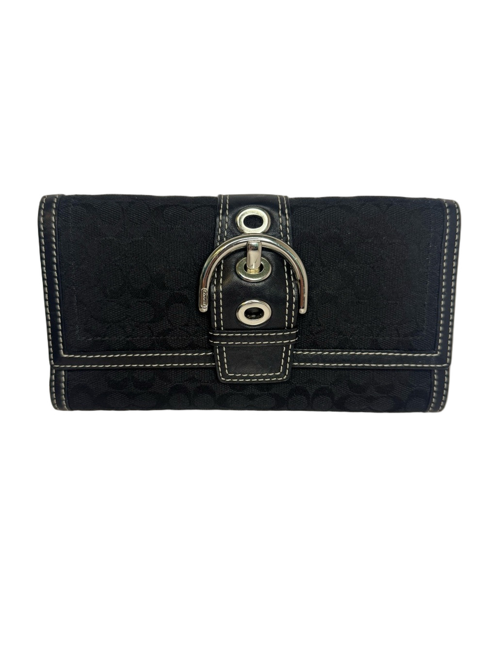 #331 Coach Vintage SoHo Signature Buckle Trifold Long Wallet